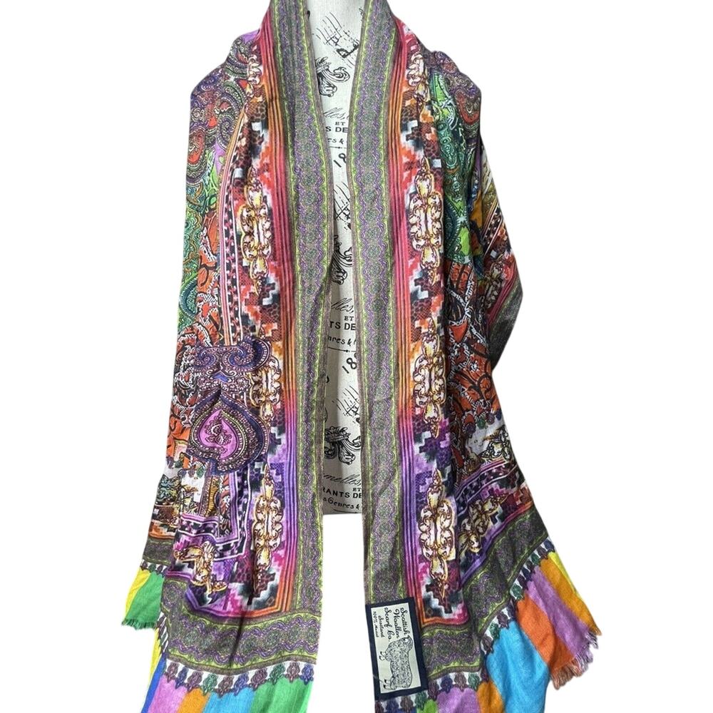 Scottish Wollen Scarf Co. 100% Modal Multi Color Scarf / Shawl‎ 28 in x 72 in